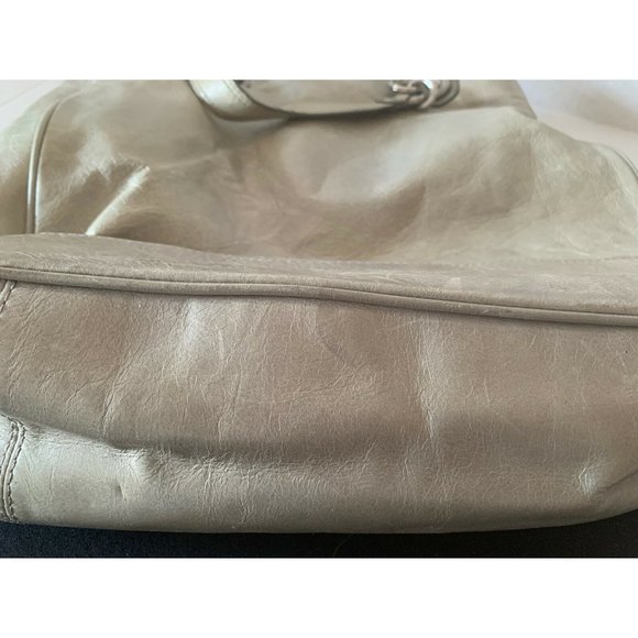 Coach Kristen Hobo Bag Taupe Beige Leather L Double Chain Handles - Picture 7 of 8